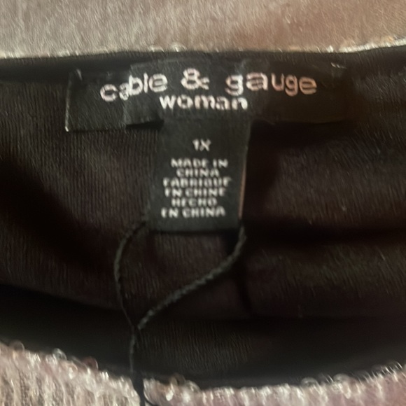 Cable & Gauge Color Block Sequin Top Size 1X, lined - Picture 4 of 6